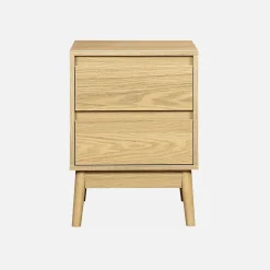 Comodino effetto legno con due cassetti