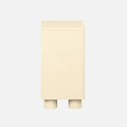 Comodino effetto legno di mango con 1 anta reversibile