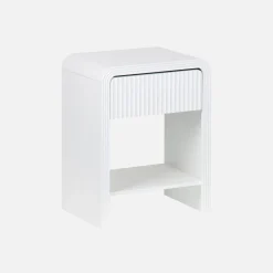 Comodino effetto legno scanalato 1 cassetto, 1 ripiano