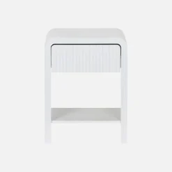 Comodino effetto legno scanalato 1 cassetto, 1 ripiano