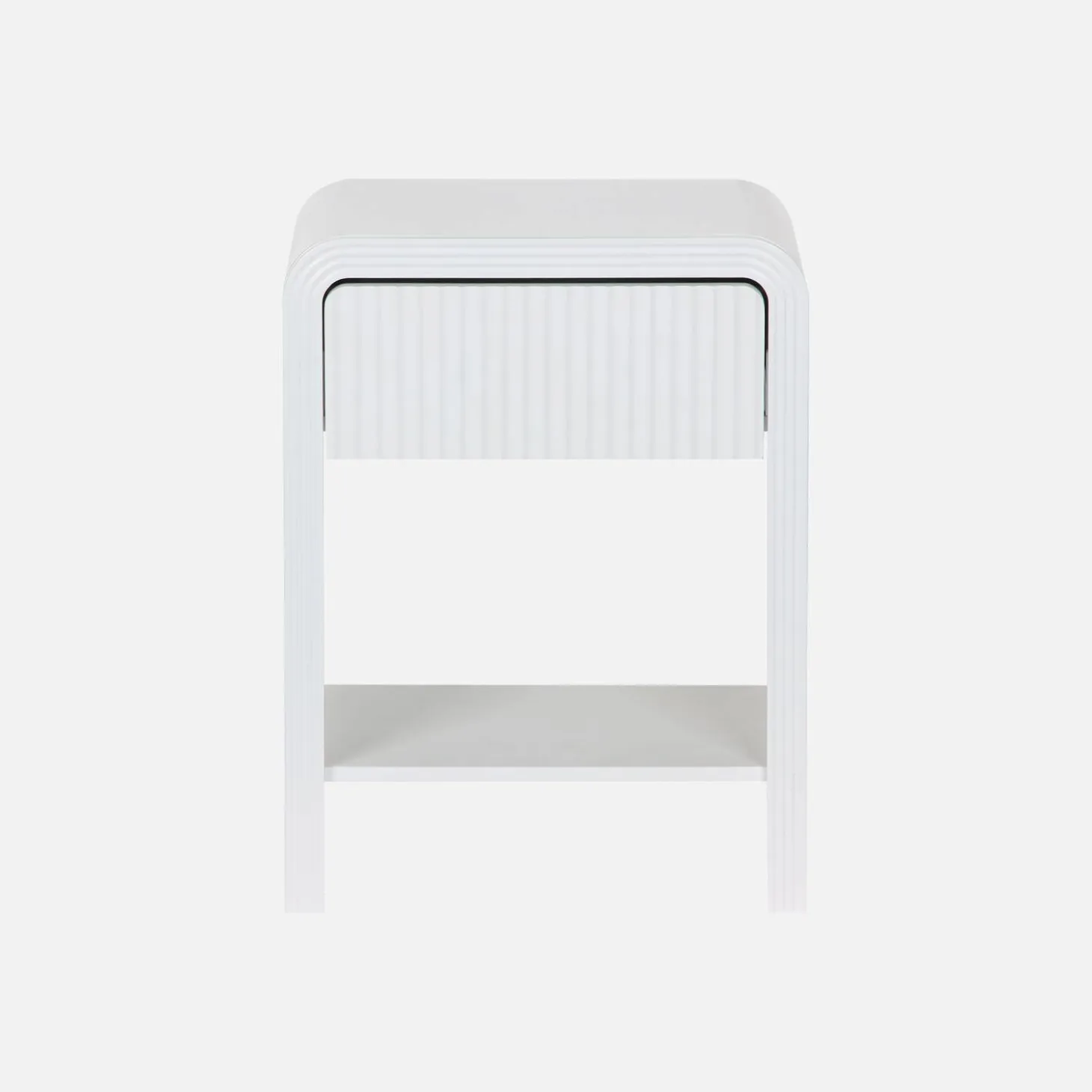 Comodino effetto legno scanalato 1 cassetto, 1 ripiano