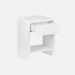 Comodino effetto legno scanalato 1 cassetto, 1 ripiano
