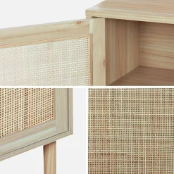 Comodino in canna e legno