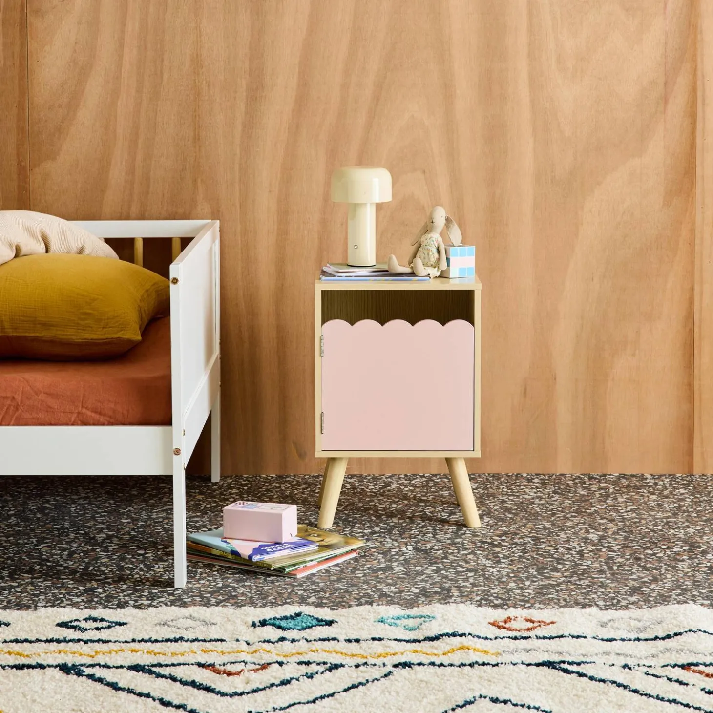 Comodino per bambini decorazione legno 1 anta