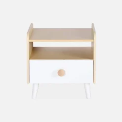 Comodino per bambini effetto legno, bianco