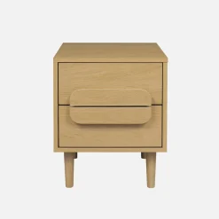 Comodino vintage effetto legno 2 cassetti