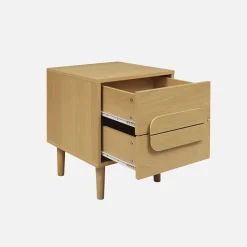 Comodino vintage effetto legno 2 cassetti