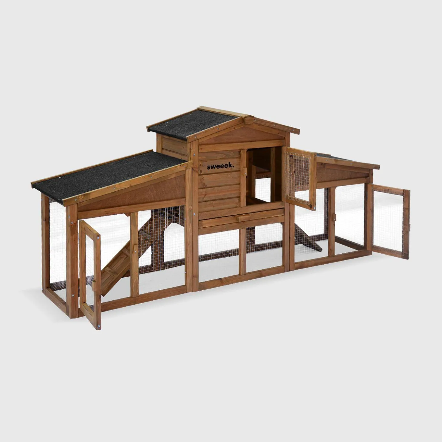 Conigliera in legno per 4 conigli