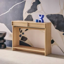 Console effet legno 2 cassetti e ripiano, 100cm