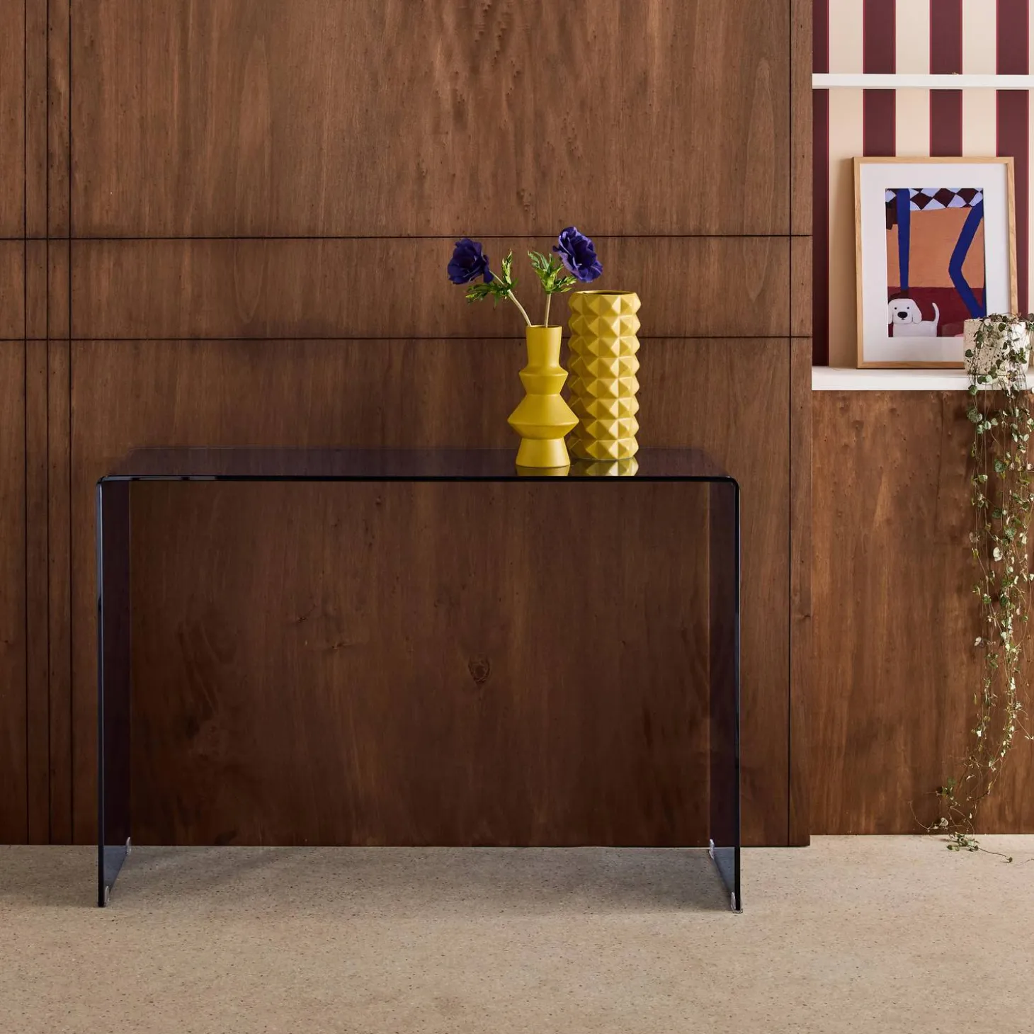 Console rettangolare in cristallo temperato, 110cm