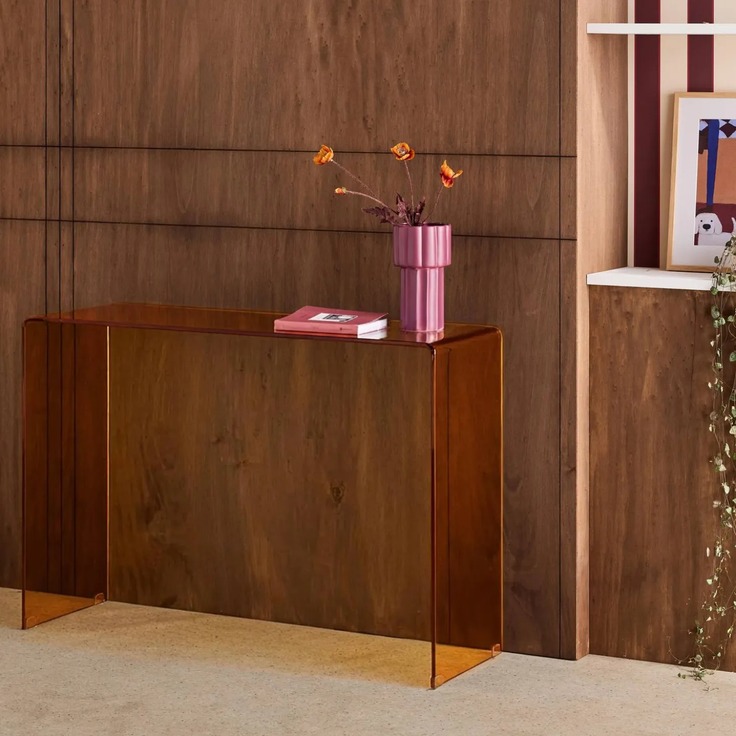 Console rettangolare in cristallo temperato, 110cm