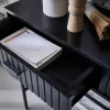 Consolle con effetto legno scanalato nero a 2 cassetti, 100cm