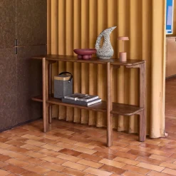Consolle esotica in legno di acacia con 1 ripiano