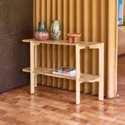 Consolle esotica in legno di acacia con 1 ripiano