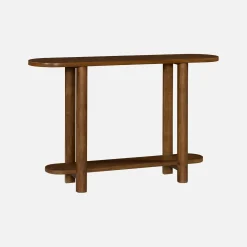 Consolle ovale in legno di acacia a 2 livelli