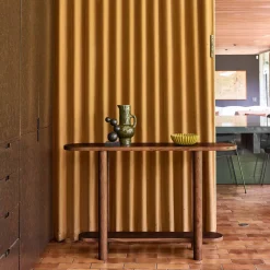 Consolle ovale in legno di acacia a 2 livelli