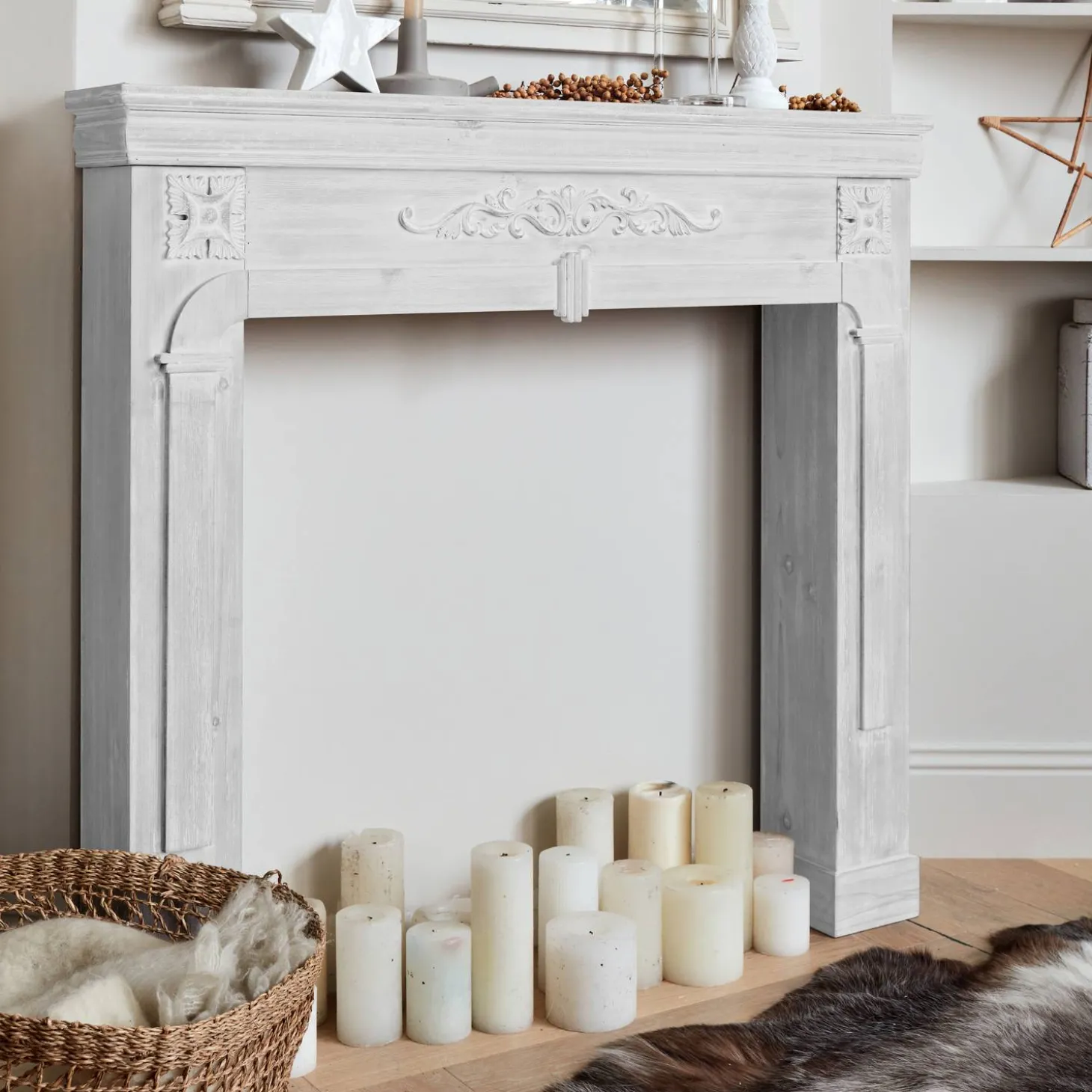 Cornice per caminetto effetto legno