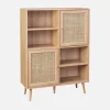Credenza a 2 ante in canna e legno, 90cm