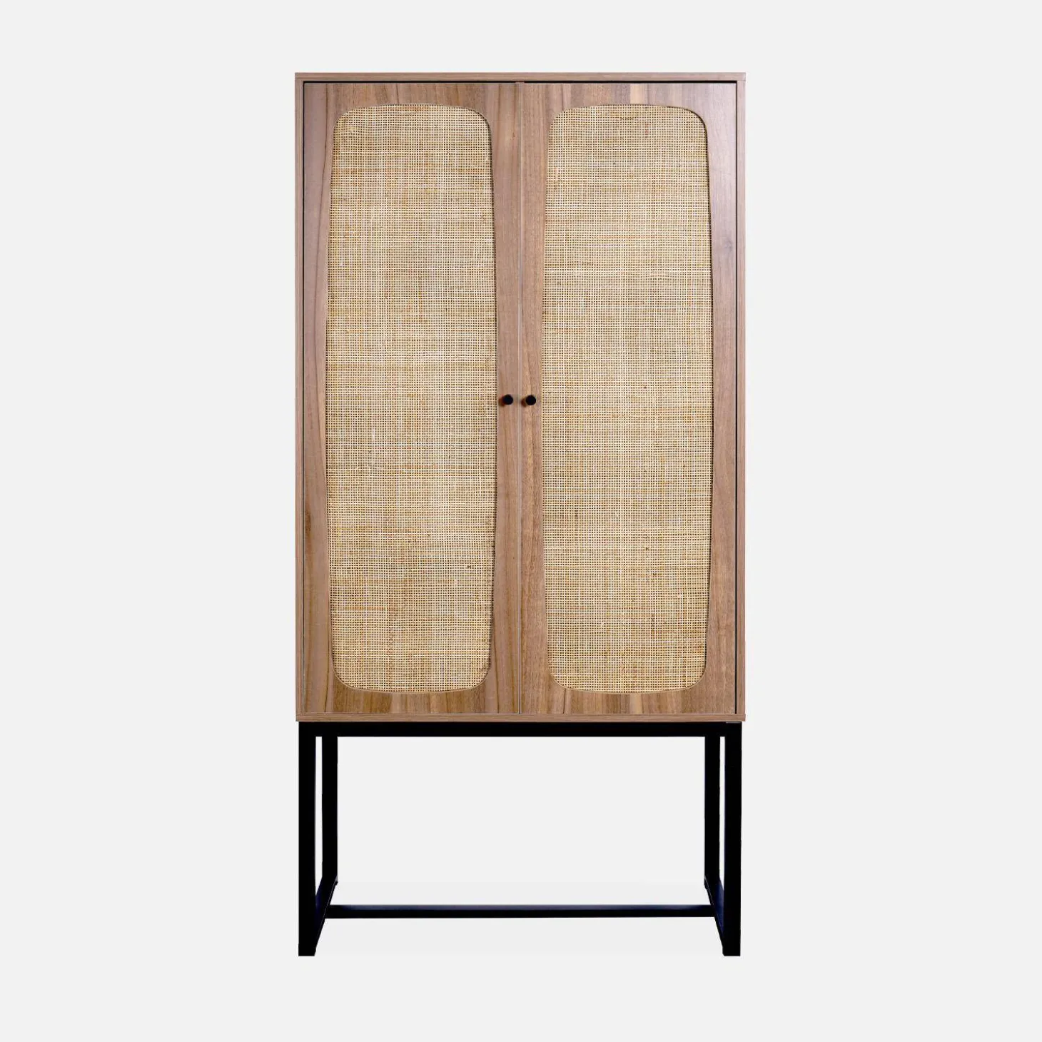 Credenza a 2 ante in canna e legno, 165cm
