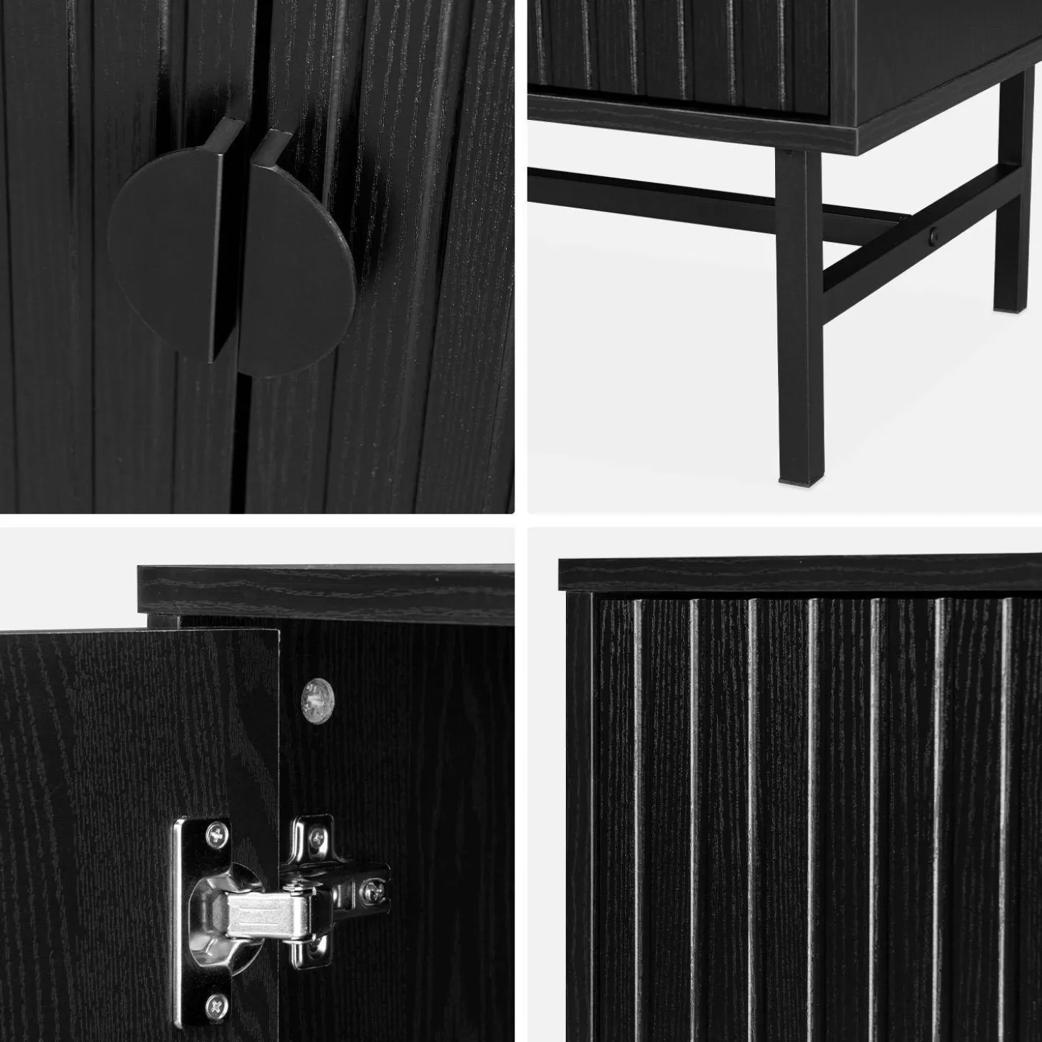 Credenza a 4 ante scanalata effetto legno, 157.5cm