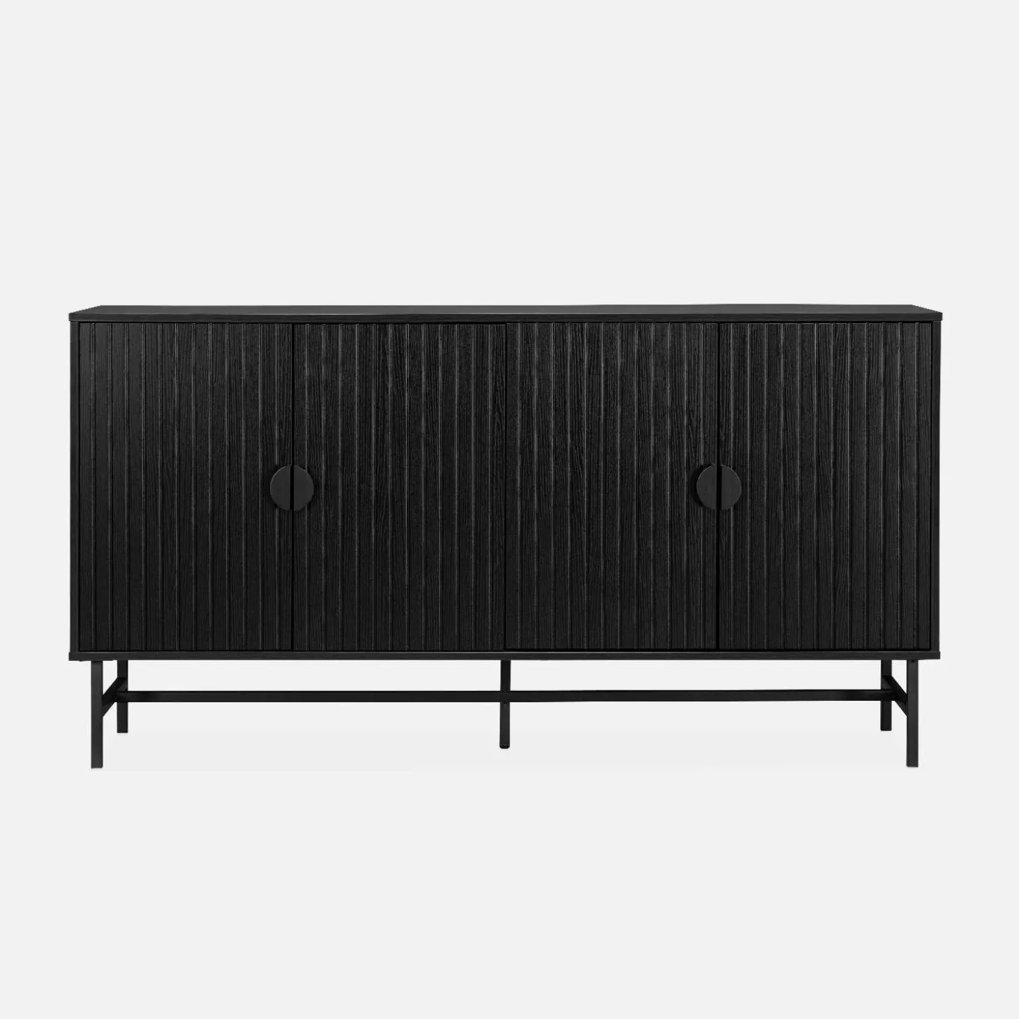 Credenza a 4 ante scanalata effetto legno, 157.5cm
