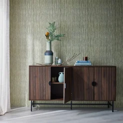 Credenza a 4 ante scanalata effetto legno, 157.5cm