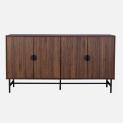 Credenza a 4 ante scanalata effetto legno, 157.5cm