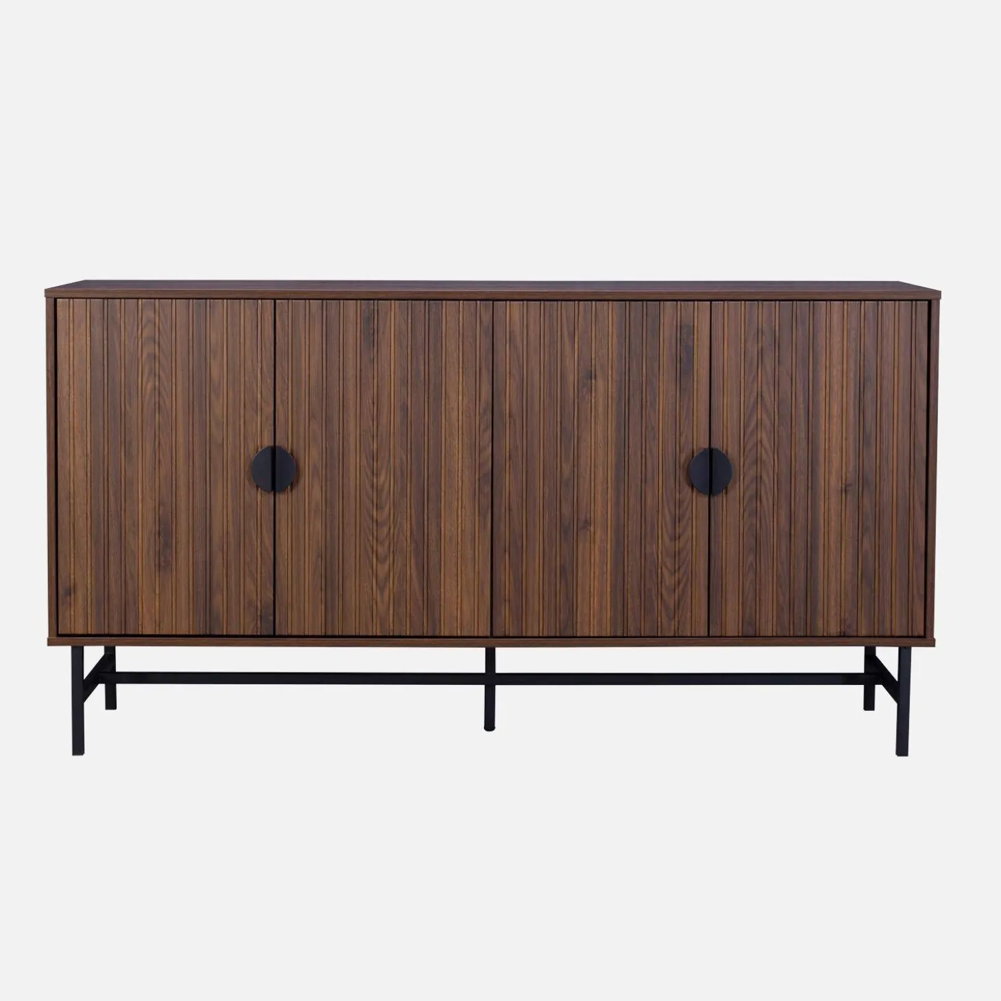 Credenza a 4 ante scanalata effetto legno, 157.5cm