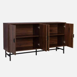Credenza a 4 ante scanalata effetto legno, 157.5cm