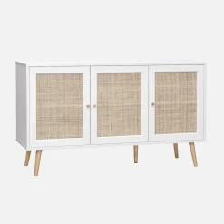 Credenza 3 ante in cannage, 120 cm
