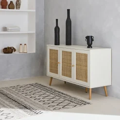 Credenza 3 ante in cannage, 120 cm