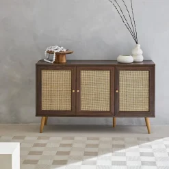 Credenza 3 ante in cannage, 120 cm