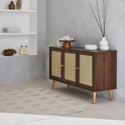 Credenza 3 ante in cannage, 120 cm