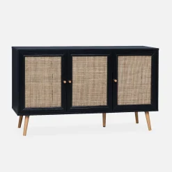 Credenza 3 ante in cannage, 120 cm