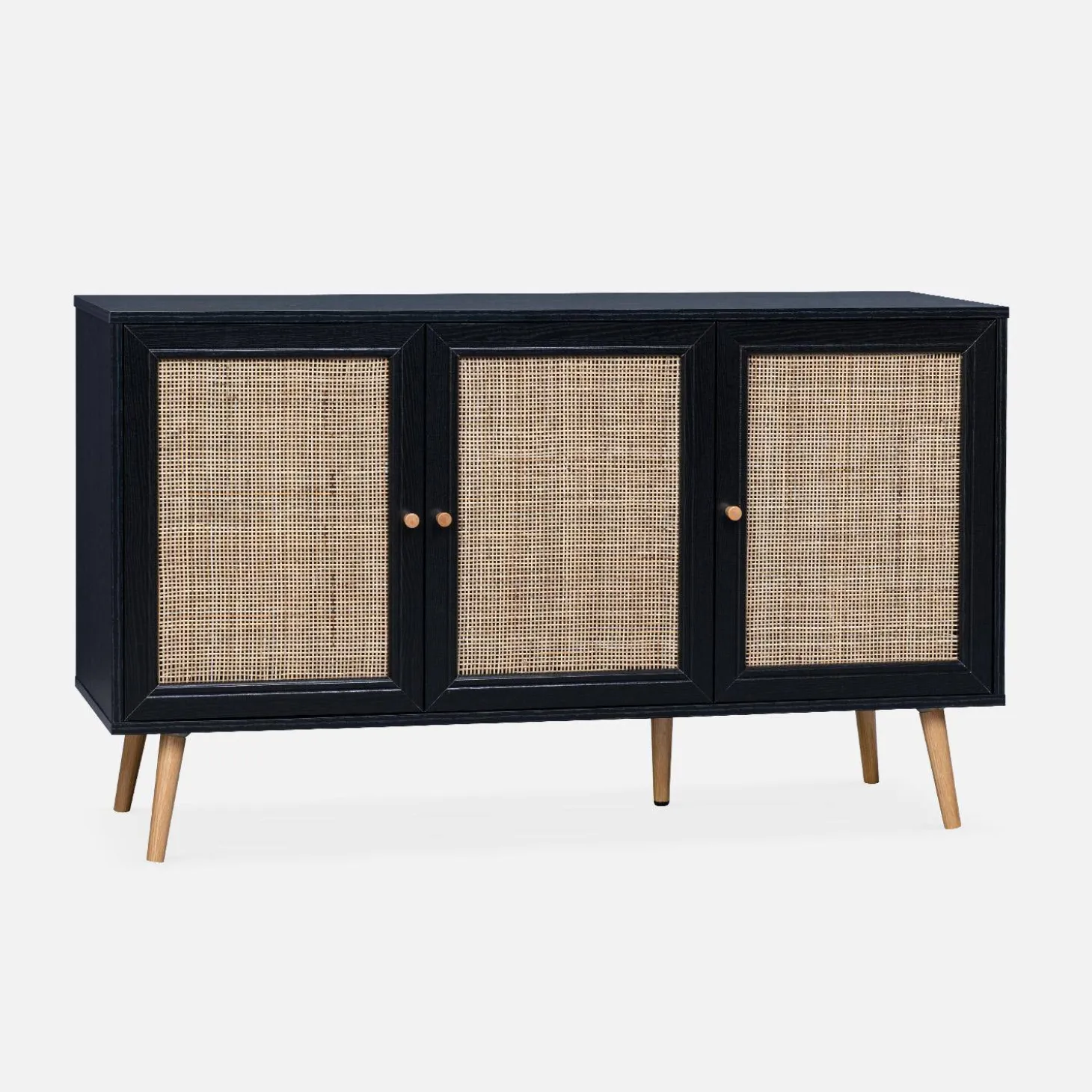 Credenza 3 ante in cannage, 120 cm
