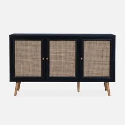 Credenza 3 ante in cannage, 120 cm