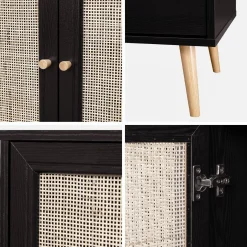 Credenza 3 ante in cannage, 120 cm