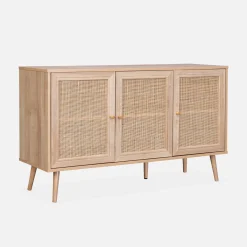Credenza 3 ante in cannage, 120 cm