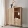Credenza con decoro in canna e legno, 101.5cm