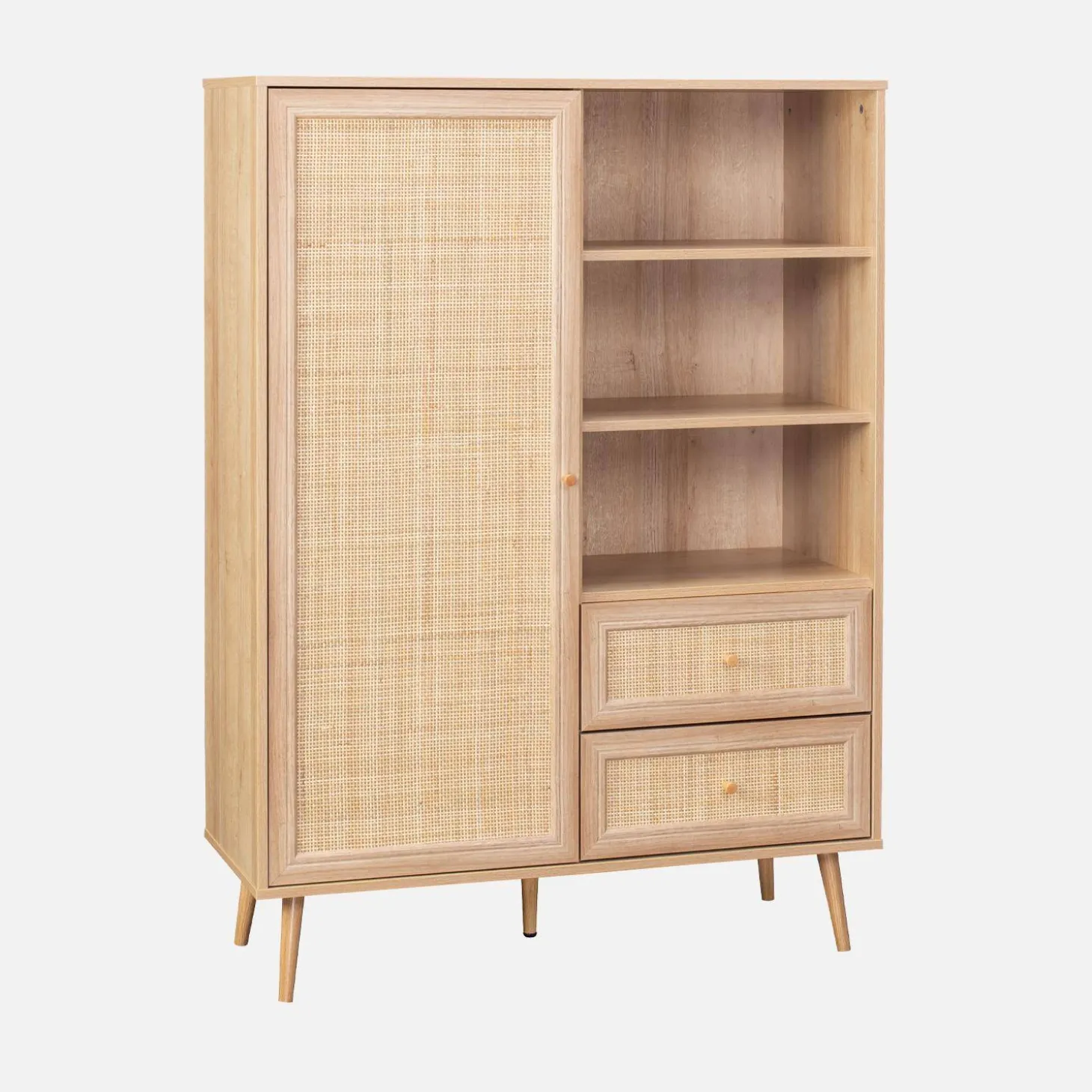 Credenza con decoro in canna e legno, 101.5cm