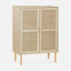 Credenza effetto canna e legno a 2 ante, 80cm