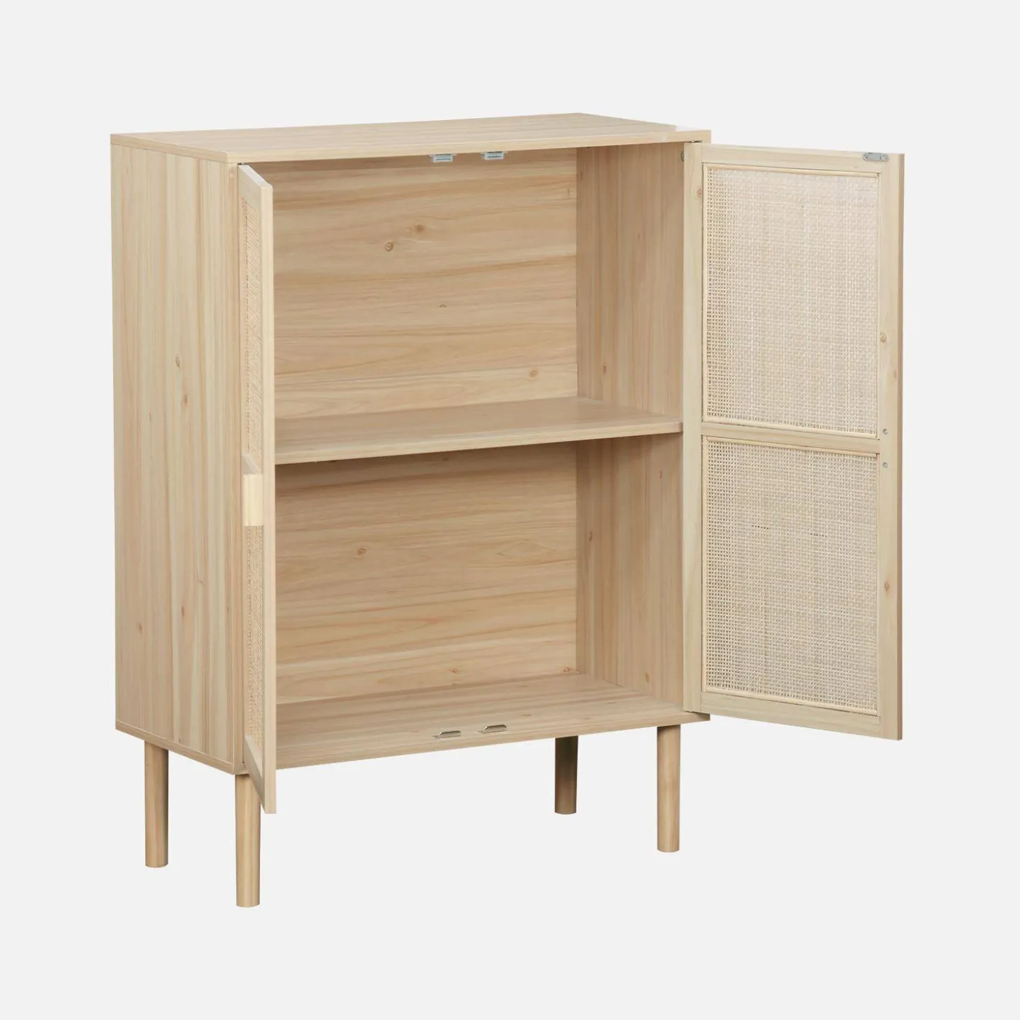 Credenza effetto canna e legno a 2 ante, 80cm