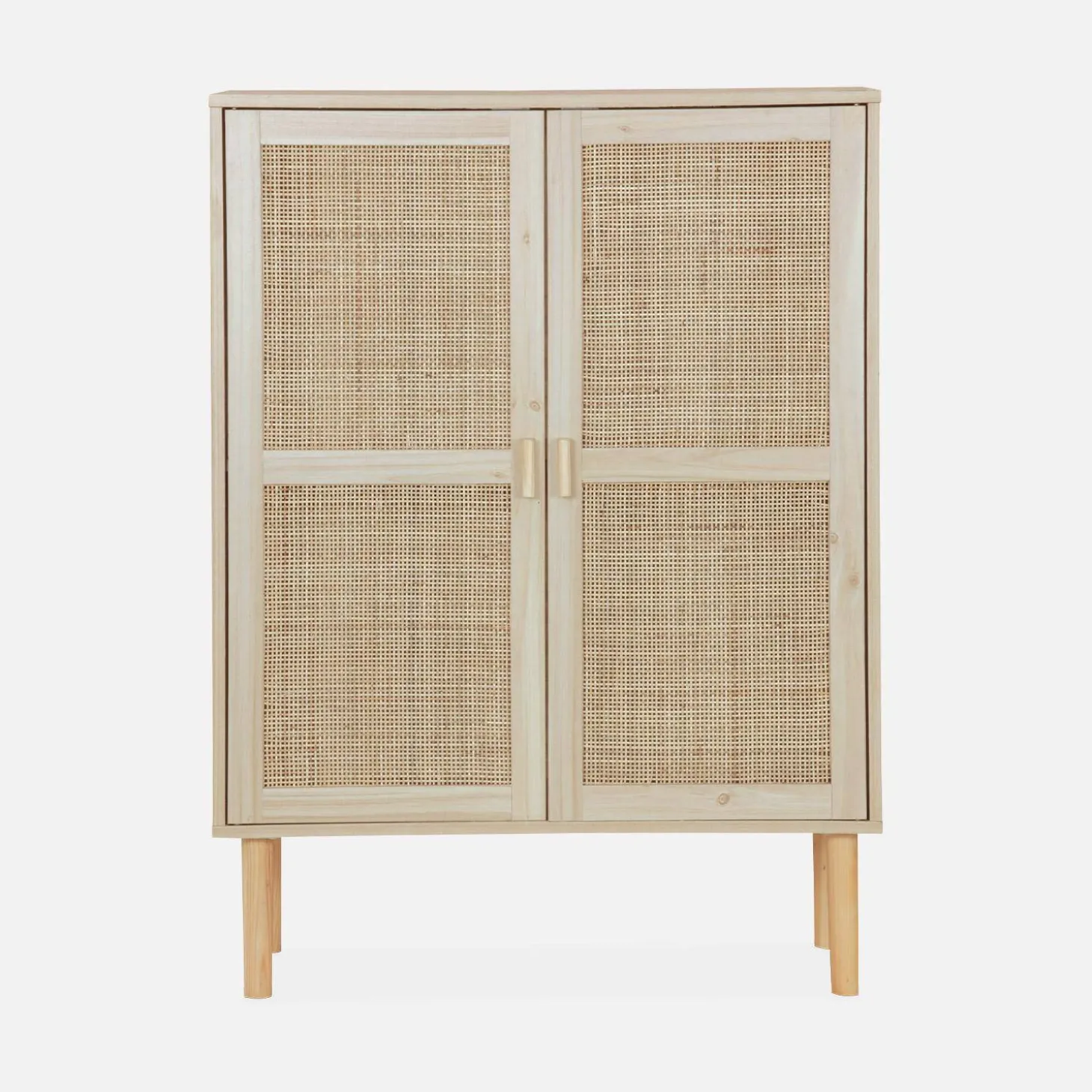 Credenza effetto canna e legno a 2 ante, 80cm