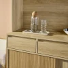 Credenza effetto legno a 4 ante e 3 cassetti, 110cm