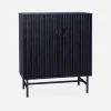 Credenza effetto legno con scanalature nere 2 ante, 80cm