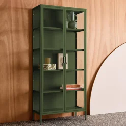Credenza in acciaio e vetro temperato 2 porte, 180cm