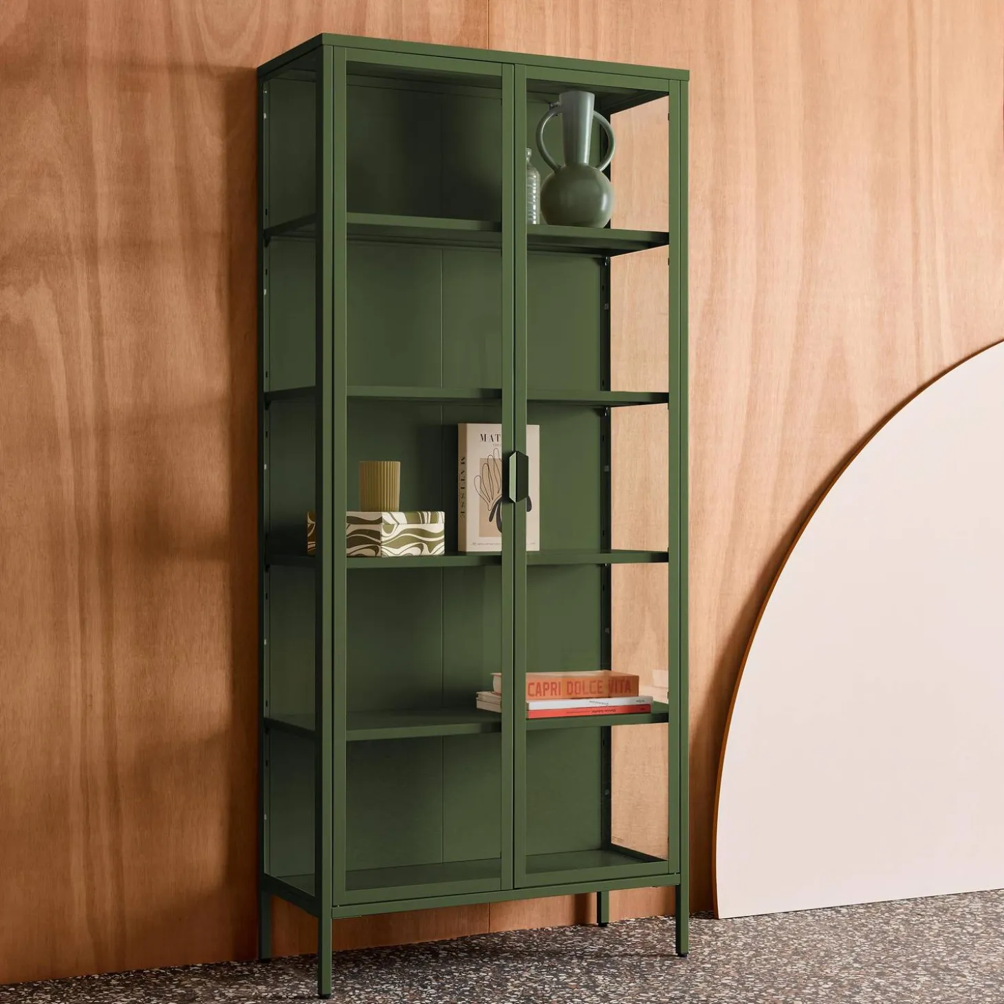 Credenza in acciaio e vetro temperato 2 porte, 180cm