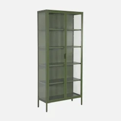 Credenza in acciaio e vetro temperato 2 porte, 180cm