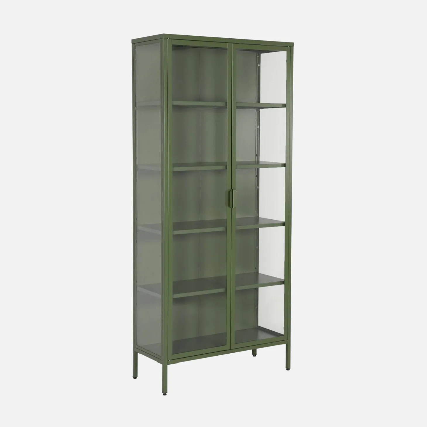Credenza in acciaio e vetro temperato 2 porte, 180cm