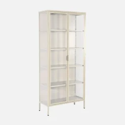 Credenza in acciaio e vetro temperato 2 porte, 180cm